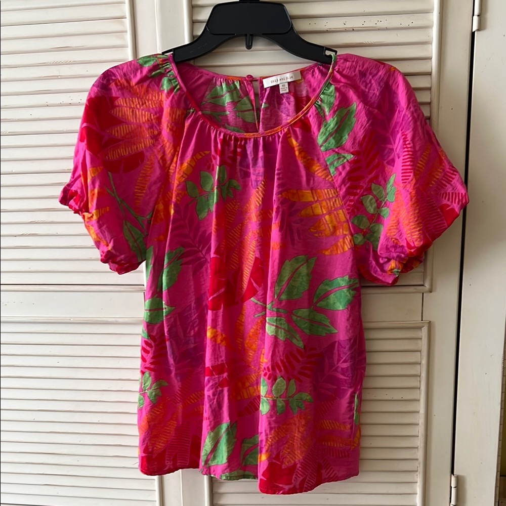 Skies Are Blue Pink Ruffled Short Sleeve Top